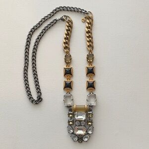 Stella & Dot Gold & Black Statement Crystal Pendant Necklace